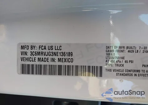 2022 Ram Promaster 3500 Cargo Van High Roof 159 Wb Ext from USA, damaged, VIN 3C6MRVJG3NE136189